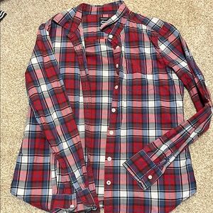 American Eagle Outfitters Red and Blue Plaid Blouse